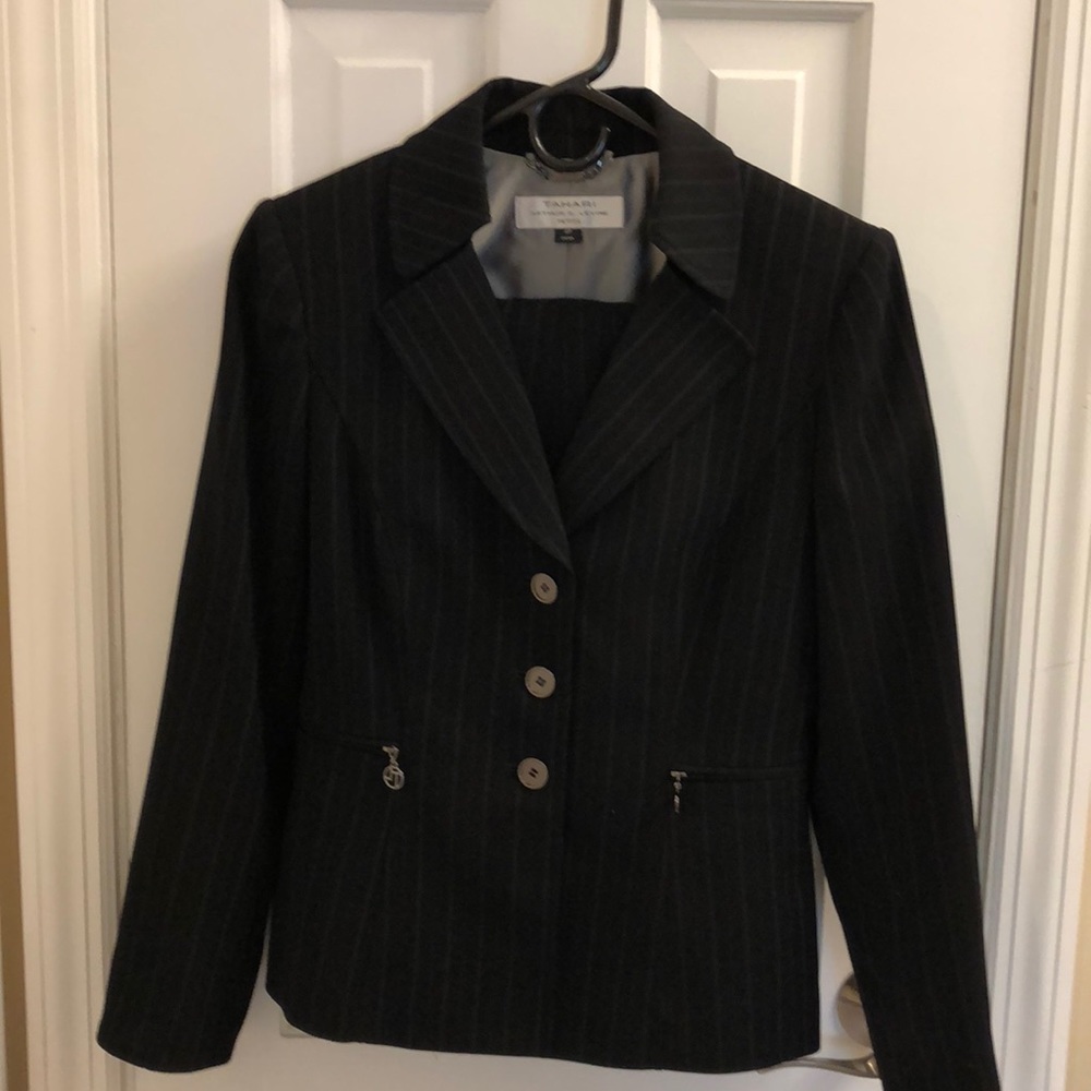 Lined, pin-stripe pant suit
